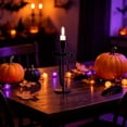 thumbnail image 5 of Black Metal Taper Candle Holder with Satin Bow - Gothic Halloween Table Centerpiece, Fall Harvest Indoor Display for Mantel, Home & Holiday Decor, 5 of 5