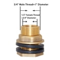 thumbnail image 2 of Joywayus 2 Uds 1/2 "Hembra 3/4" Macho Conector De Tanque De Agua De Latón Sólido Montaje De Tanque De Mamparo Con 2 Anillos De Goma Estabilizadores, 2 of 5
