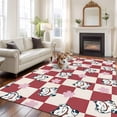 thumbnail image 3 of Area Rug 72×108in, Japanese Lucky Cat Pink Floral Floor Carpet Living Room Rug, Vintage Red Buffalo Plaid Non-Slip Welcome Mat Indoor Rugs for Bedroom Dining Room, 3 of 9