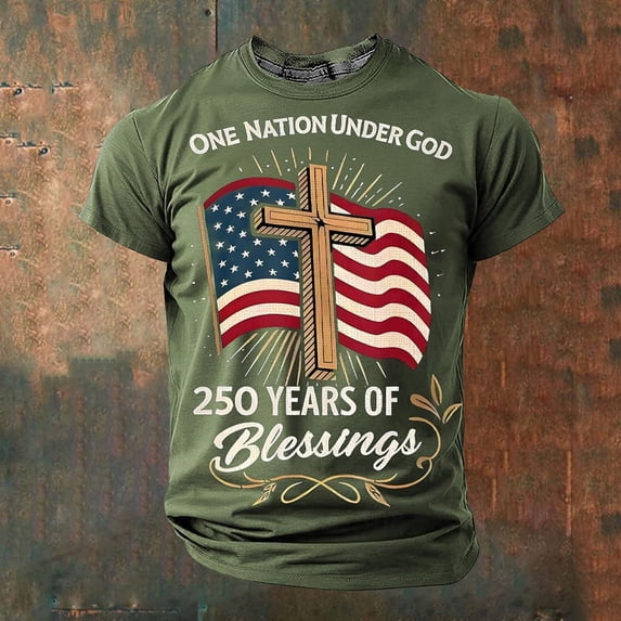 250th Anniversary USA Shirts for Men American Flag Print T-Shirt 4th of July Shirt 250 Years Birthday Patriotic Tops