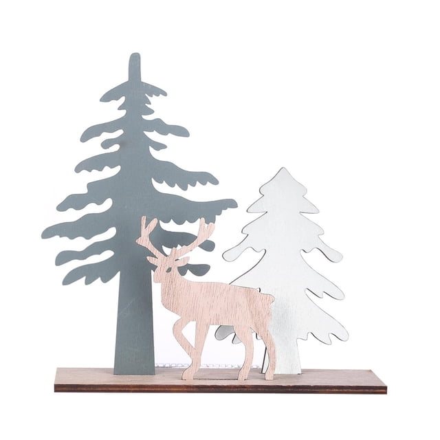 Artesanía de madera para árbol de Navidad, alce navideño de madera para decoración de mesa y escritorio del hogar. Árbol de alce