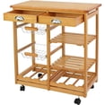 thumbnail image 1 of Rolling Kitchen Island With Storage Utility Wood Tabletop, Wood Mobile Kitchen Island Serving Cart On Wheels With Towel Rack, 1 of 6