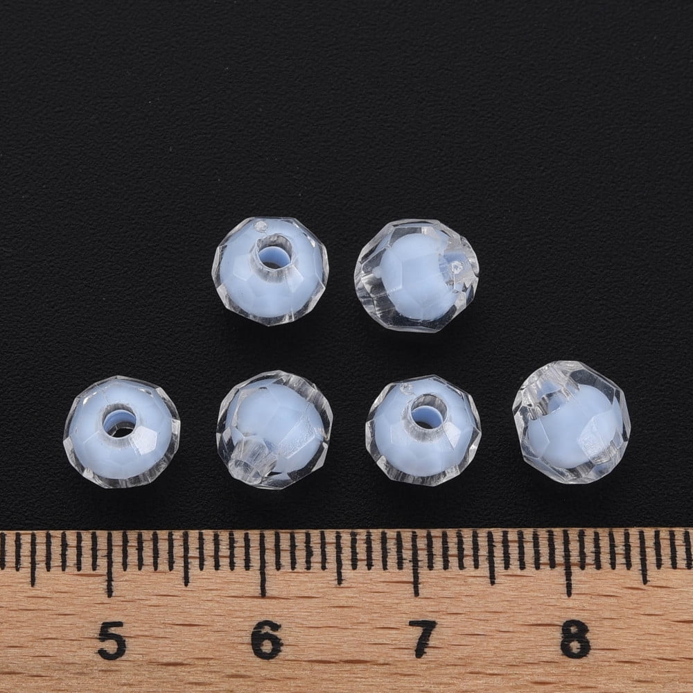 Transparent Acrylic Beads Bead in Bead Faceted Round Cornflower Blue 8x7.5mm Hole: 2mm 2000pcs/500g