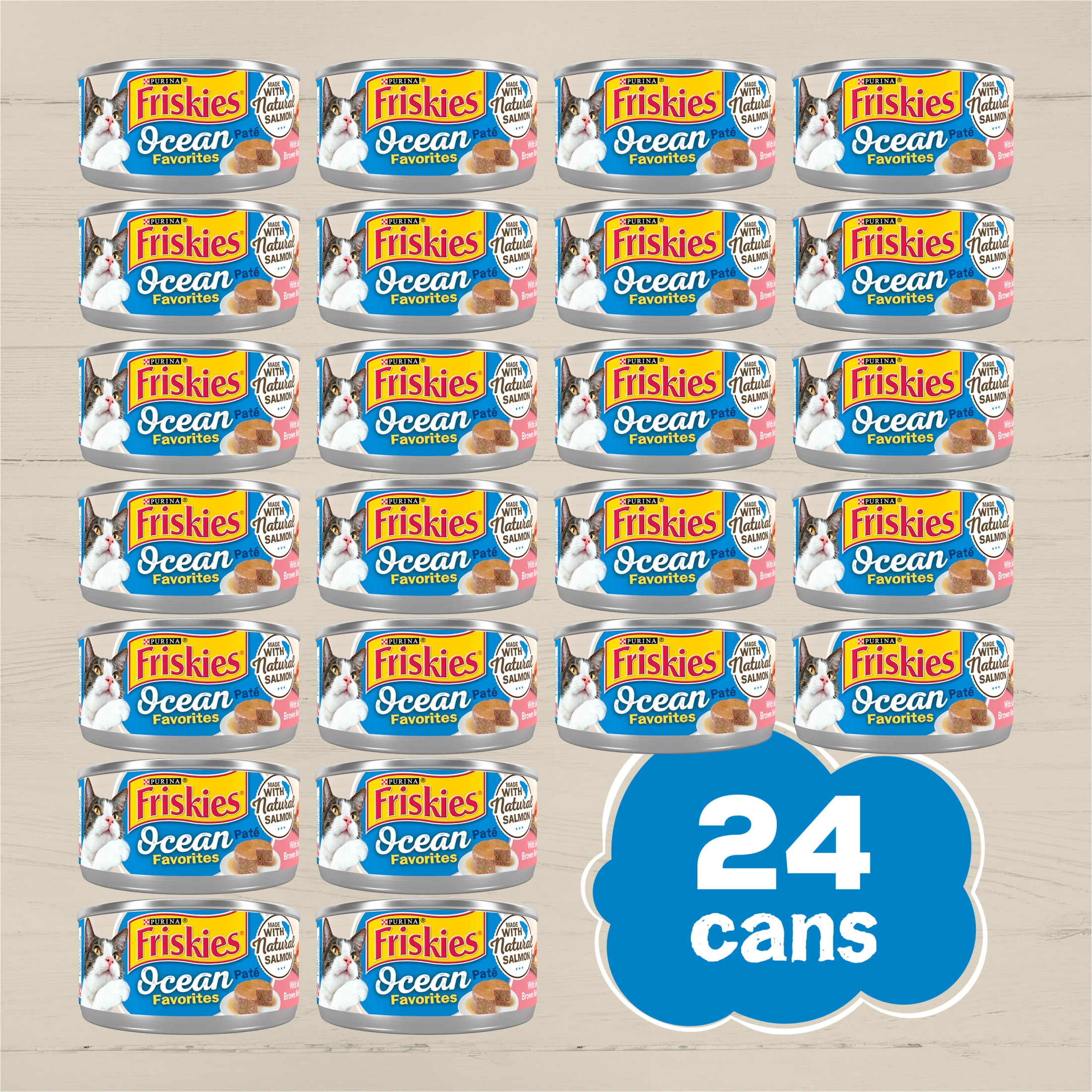Purina Friskies Ocean Favorites Pate Wet Cat Food Salmon, 5.5 oz Cans (24 Pack)