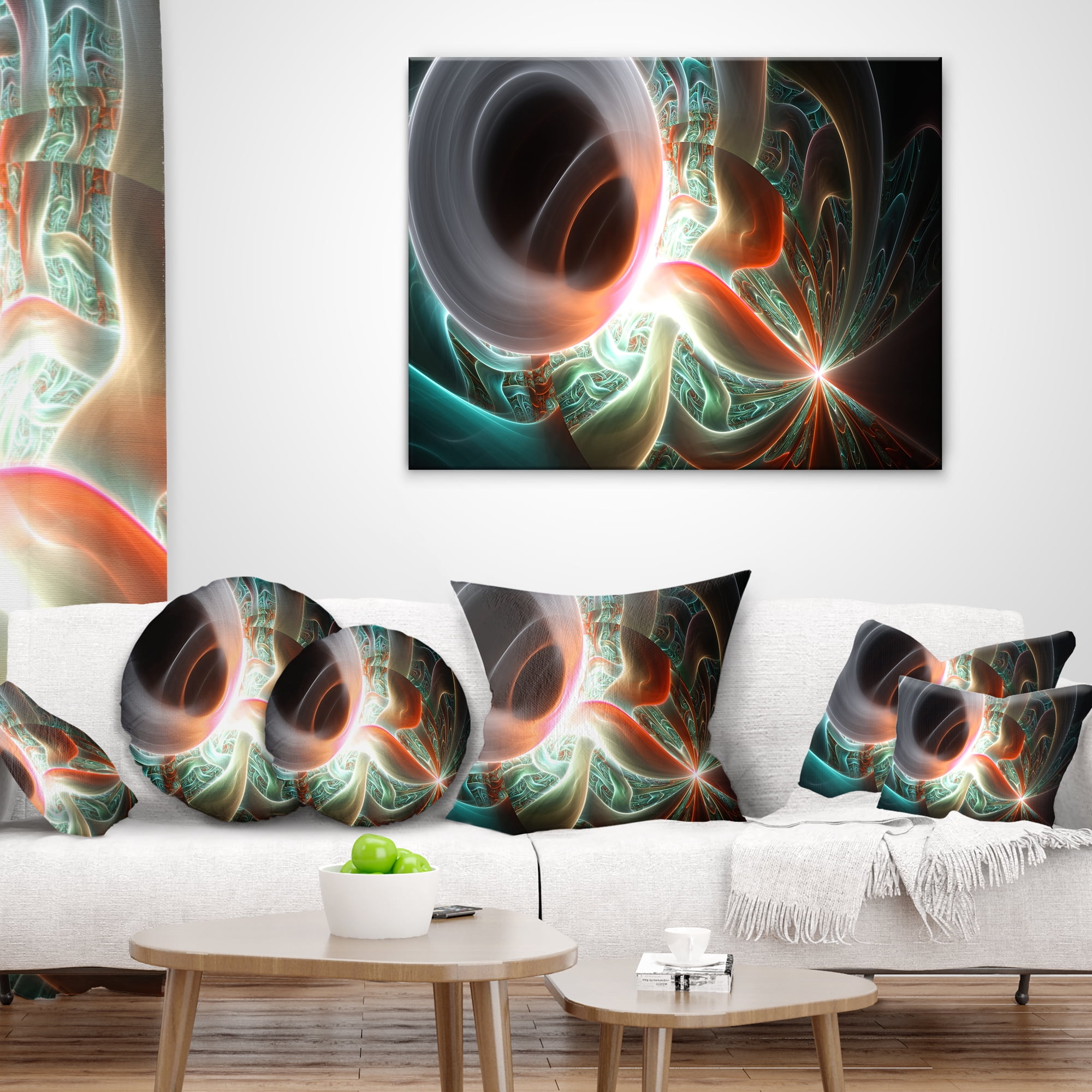 Designart Shining Brown Silver on Black - Abstract Throw Pillow - 16x16