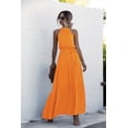 thumbnail image 4 of Mengpipi Summer Floral Dresses for Women Sleeveless Maxi Dress Loose Sundress with Belt，Orange, 4 of 6