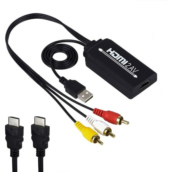 HDMI to RCA, HDMI to RCA Converter Cable, 1080P HDMI Converter to AV 3RCA CVBs Composite Video Audio Supports TV Stick, Roku, Chromecast, Apple TV, PC, Laptop, Xbox, HDTV, DVD