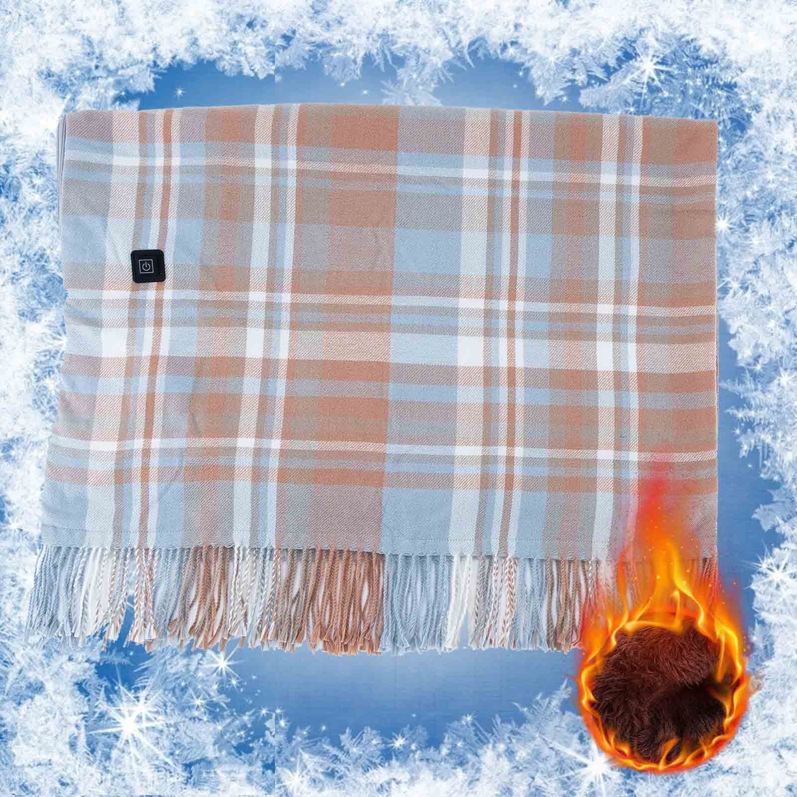 USB Heated Throw Blanket Wearable Portable Heated Wrap with Zipper Washable Electric Blanket for Home Office Travel Outdoor Cold Weather Warmth