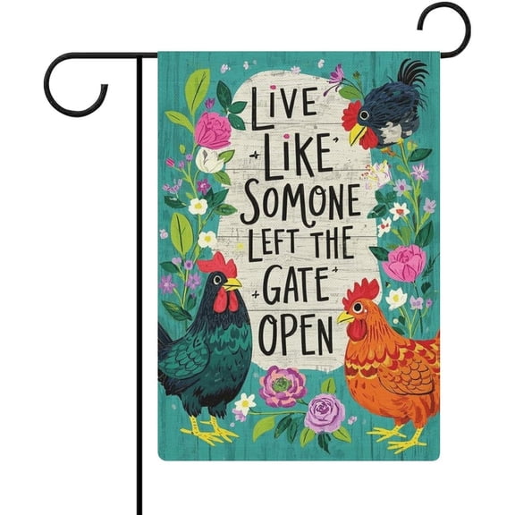 Retro Woodland Chicken Garden Flag 12 x 18 Inch All-Season Small Welcome Outdoor Flag
