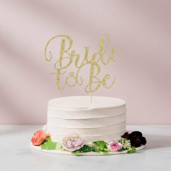 Glitter Bride to Be Cake Topper - Bridal Shower Cake Topper for Wedding Shower, Engagement, Bachelorette, Hen Party Decorations (golden)