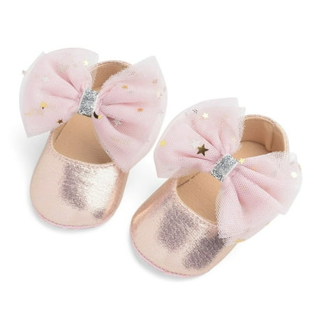 

Toddler Kids Baby Girls Boys Sequin Cute Bow FirstWalk Hook&Loop Casual Shoes Pink One Size