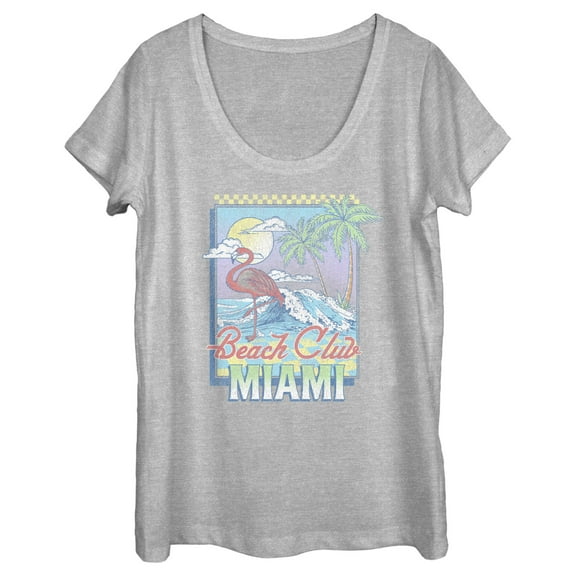 Women's Lost Gods Beach Club Miami  Graphic Tee Athletic Heather 2X Large
