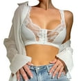 thumbnail image 2 of ZHOGXU Women's Bra Front Close Solid Color Lace Decoration Wireless Push Up Breathable Comfortable Soft Bralette For Everday Wear, 2 of 8