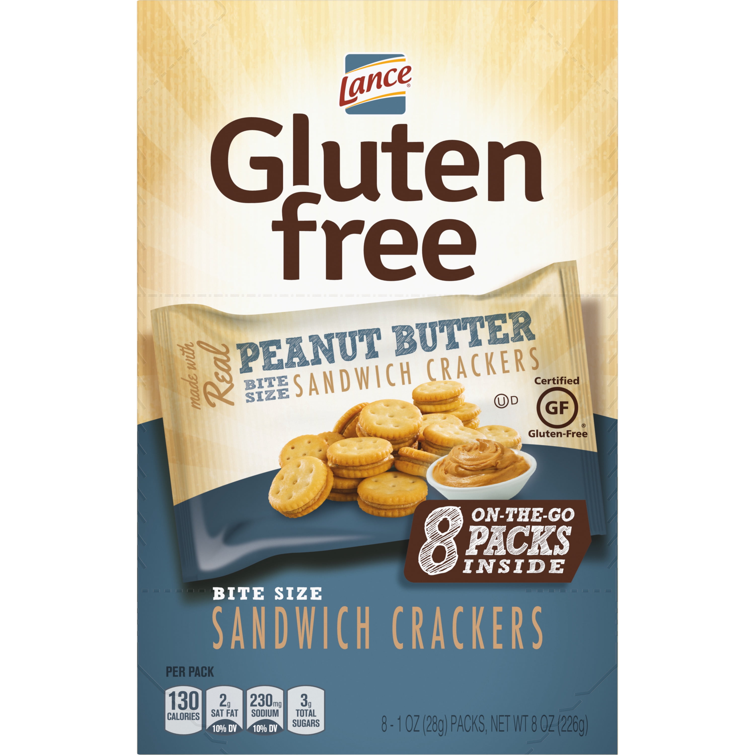 Lance Gluten Free Peanut Butter Sandwich Crackers, Snack Bags 8 Ct
