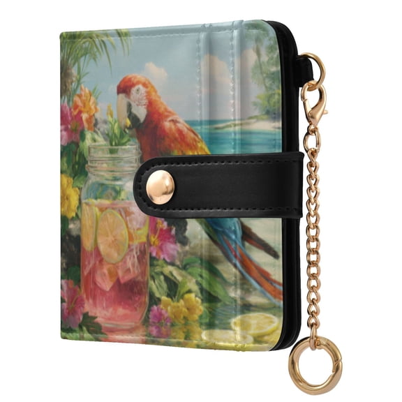 Qxltty Macaw Ladies Wallet Rfid Slim Thin Compact Credit Card Women Wallet Zipper Coin Pocket and ID Window for Female Gifts