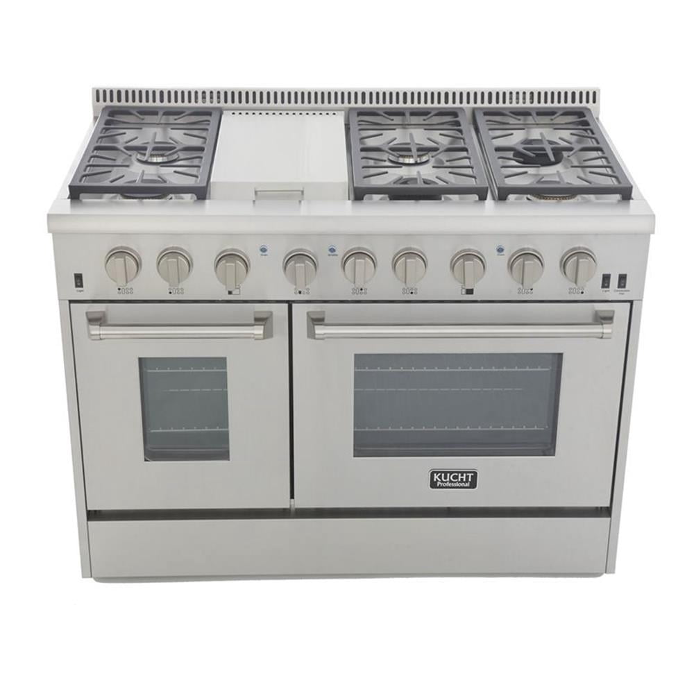 Pemberly Row Stainless Steel Dual Fuel Natural Gas Range in Silver