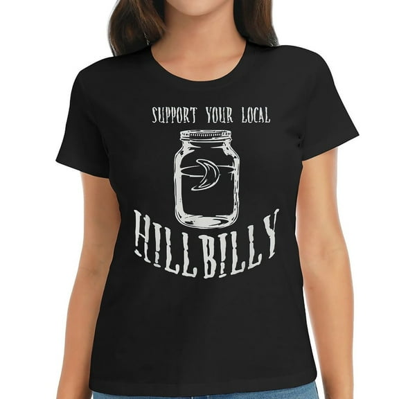 Womens Support Your Local Hillbilly Moonshine T-Shirt Black