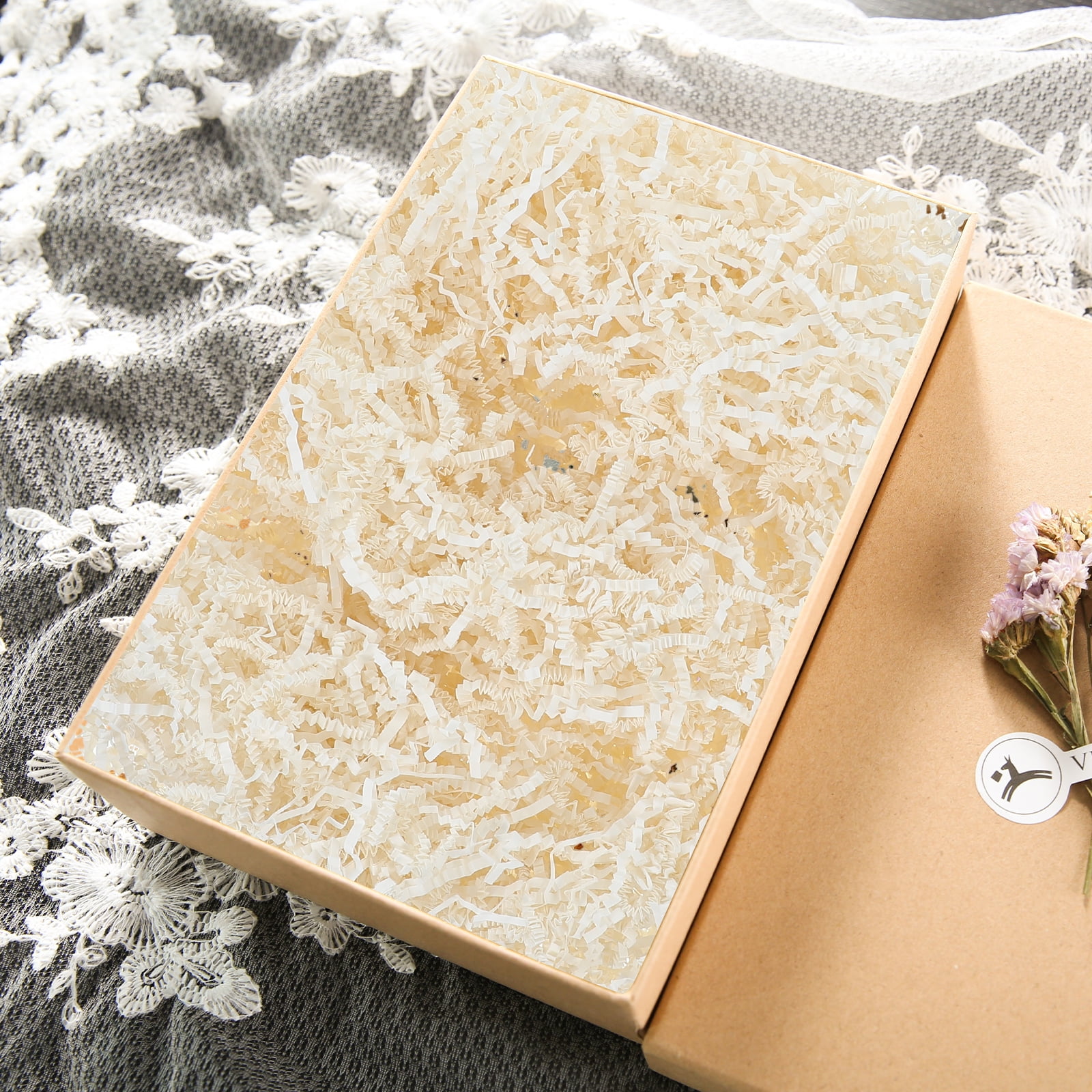FOMIYES Ivory Raffia Paper Shreds Decorative Box Filler for Basket Filling and Crafts
