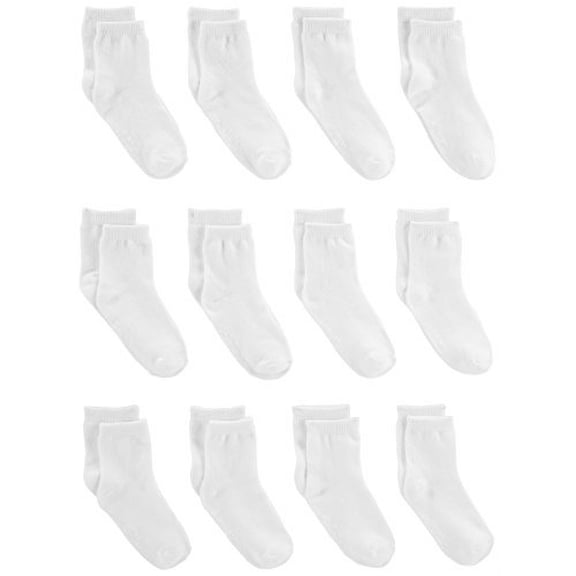 Simple Joys by Carter's Unisex Toddlers' Crew Socks, Pack of 12, White, 2-3T