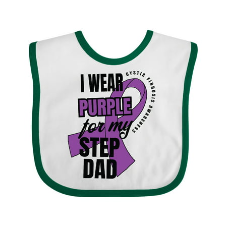 

Inktastic I Wear Purple For My Step Dad Cystic Fibrosis Awareness Gift Baby Boy or Baby Girl Bib