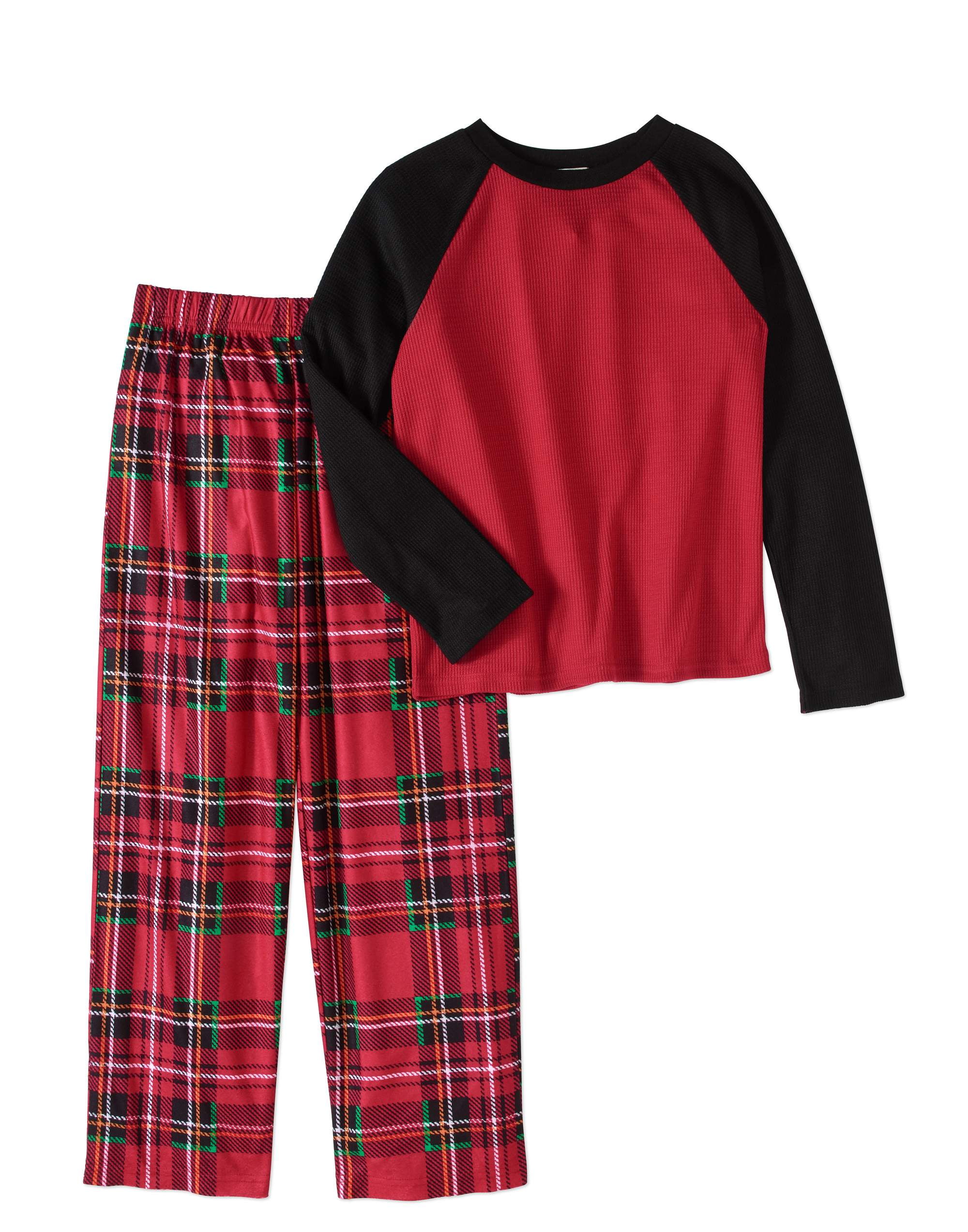 red and blue plaid pajama pants