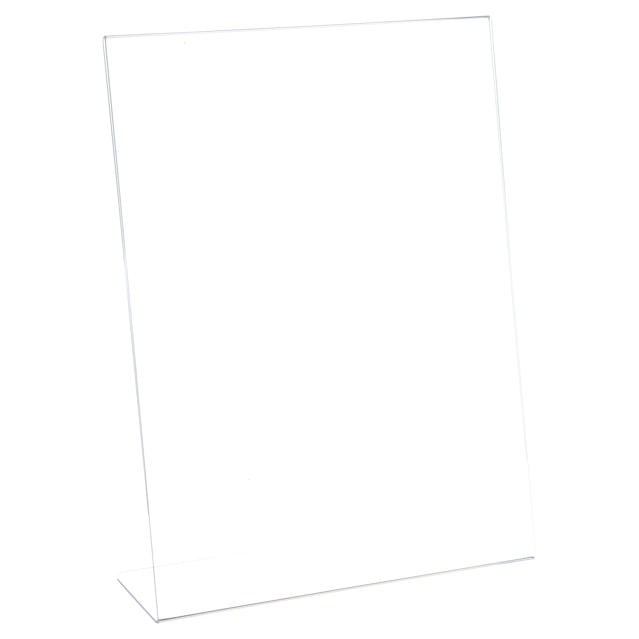 (2 pack) Pen + Gear Vertical Tabletop Slanted Standup Sign Holder, Hold for Paper of 8.5" x 11", Clear