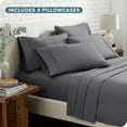 thumbnail image 6 of Bare Home Luxury Bed Sheet Set - Premium 1800 Collection - 6 Piece - Queen, Gray, 6 of 8