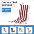 thumbnail image 3 of Aoodor High Back Tufted Patio Chair Cushions Set of 2 for Outdoor Rocking Chairs, 47 x 21 x 2.4 Inch Patio Seat Cushions for Dining Chairs, Adirondack Chairs, Red Stripe, 3 of 7