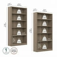 thumbnail image 2 of Universal Tall 5 Shelf Bookcase in Ash Gray (Set of 2) - Engineered Wood, 2 of 8