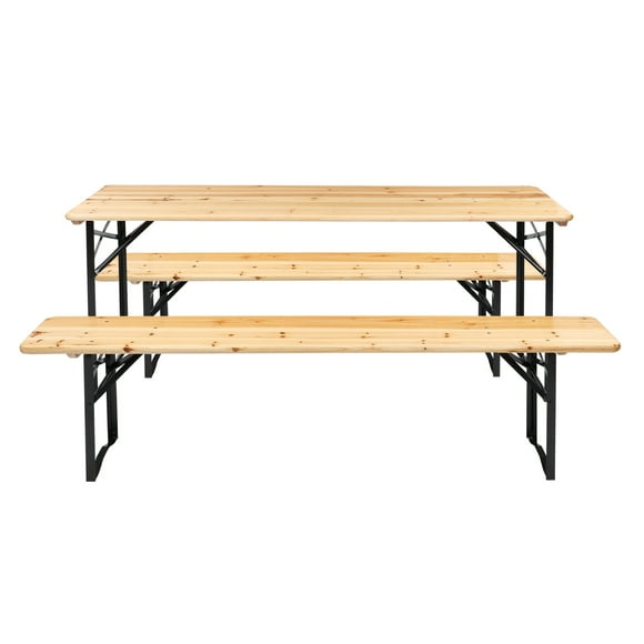 Ktaxon 6' Wooden Outdoor Folding Patio Camping Picnic Table Set with Bench