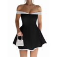 thumbnail image 3 of Women'S Off Shoulder Mini Dress Slimming Summer Sleeveless Corset Short Party Bodycon Y2K Dresses Black S, 3 of 9