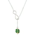 thumbnail image 1 of Delight Jewelry Goldtone Opaque Green Lucky Four Leaf Clover Silver tone Elegant Infinity Lariat Necklace, 1 of 4