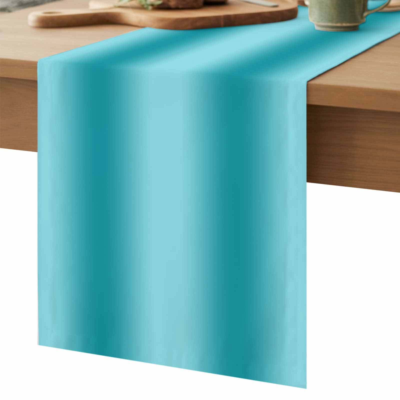 Teal Ombre Short Table Runner 60 Inches Long,Modern Abstract Art Farmhouse Gradient Cotton Linen Table Runners Dresser Scarves,Tabletop Scarf Furniture Cover for Home Dinner Party Decor 13"x60"