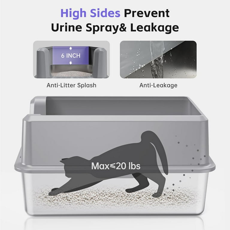 Enclosed Stainless Steel Cat Litter Box with Lid, Odorless XL