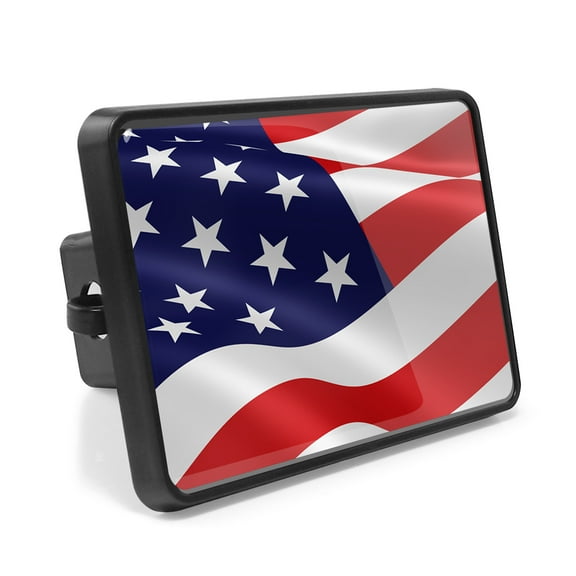 United States USA American Flag Waving ABS Plastic 2 inch Trailer Hitch Cover