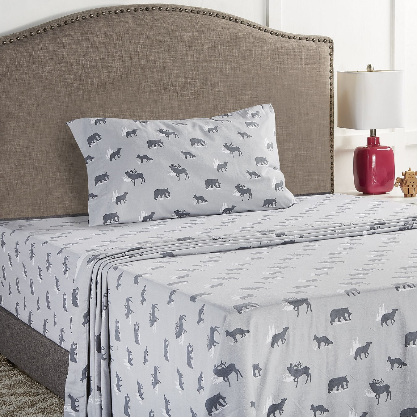 Mainstays Flannel Sheet Set, Animal Print, Twin