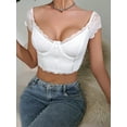 thumbnail image 5 of Women Lace Top, Off-shoulder Underwire Lightweight Summer Bustier Crop Top T-shirt, 5 of 10