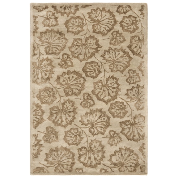 SAFAVIEH Martha Stewart Geranium Leaf Floral Area Rug, Hazelnut/Gold, 3'9" x 5'9"