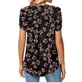 thumbnail image 4 of Hibeli Womens Summer Tunics Tops Floral Print Short Sleeve Casual T-Shirts V Neck Lightweight Cute Blouse, 4 of 5