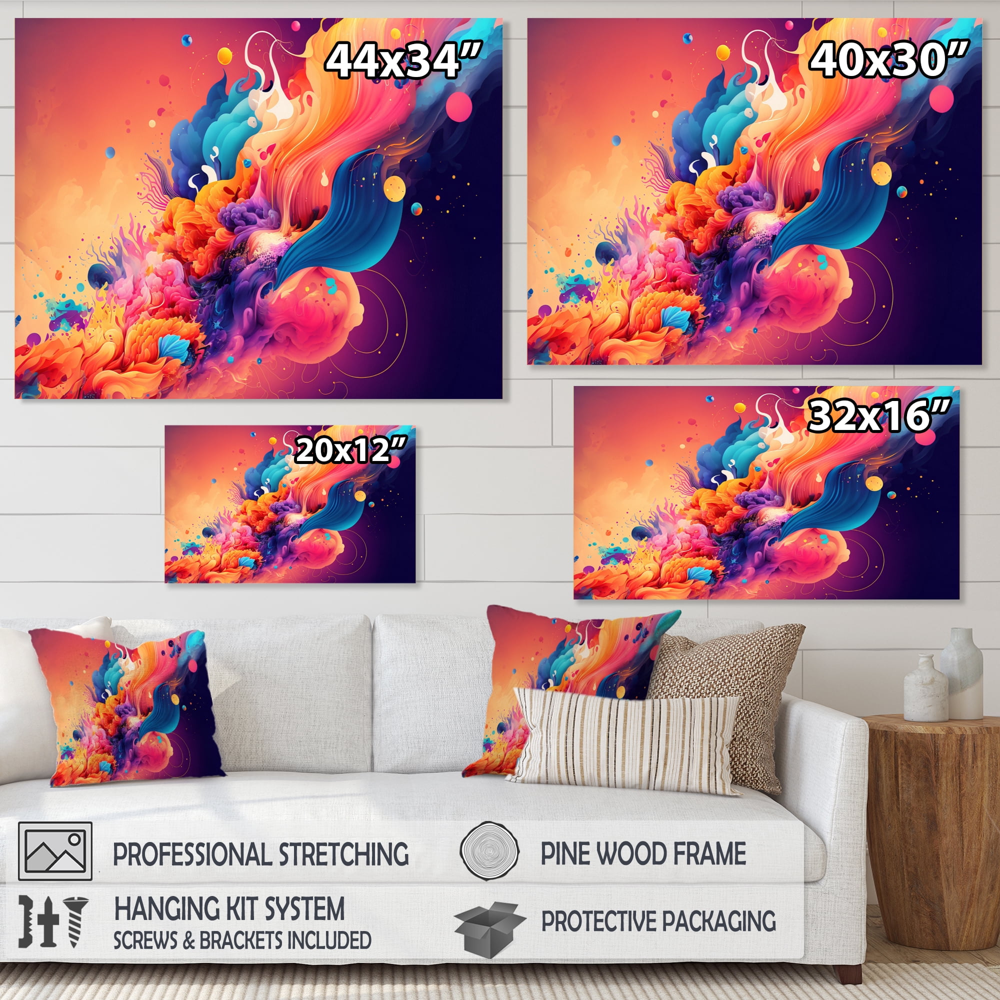 Designart Vibrant Color Explosion I Canvas Wall Art