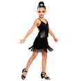 thumbnail image 4 of FYDUU Kids 1920S Flapper Dress for Girls Spaghetti Strap Latin Dance Dress Sleeveless Tassel Sequin Fringe Dresses Performance Clothes 18-24 Months, 4 of 4