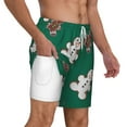 thumbnail image 3 of Picia Gingerbread Snowman Cookies pattern Mens Swim Trunks with Compression Liner Stretch Beach Shorts Quick Dry with Zipper Pockets No-Chafing Board Shorts-Medium, 3 of 9