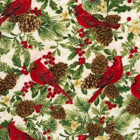 By Timeless Treasures - Clearance~Holiday~Cardinals on White Cotton Fabric by Timeless Treasures