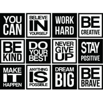 QTH Large 12 PC Motivational Wall Decal Positive Inspirational Quote Phrases Decor Wall Sticker Art Sayings for Office Gym Classroom School Library Kids Decoration (12 PC)
