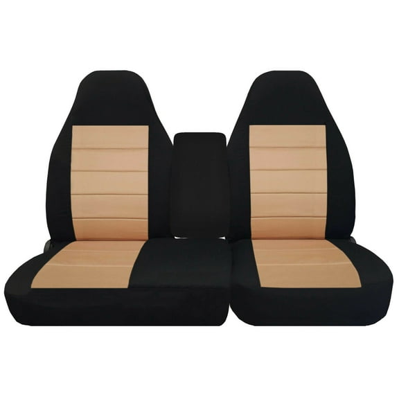 Fits 2001-2003 Ford F-150 Cotton Seat Covers (40/60 High Back) W/ Console Cover Black Tan