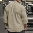 thumbnail image 4 of safuny Men's Long Sleeve Workout Tops Fall Winter Loose Shirts Coat Big&Tall Stand Collar Sweatshirts Cotton Jackets Casual Button Cardigans Activewear Outwear Fashion Yellow M, 4 of 9