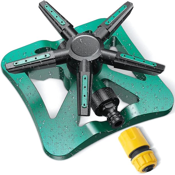 Aspersor de césped, aspersor 5 en 1, aspersor de jardín, aspersor de agua giratorio automático de 360 grados, rotación para áreas grandes, perfecto para