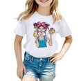 thumbnail image 1 of PMVFHDE T-Shirts d'Été pour Filles Décontractés T-Shirts Décontractés pour Fille T-Shirt Fille Été Hauts pour Filles T-Shirts pour Fille Coupe Ample T-Shirt Graphique Mignon pour Fille Col Rond Manches Courtes T-Shirt d'Été Décontracté Blanc, 3-4 Ans, 1 of 5