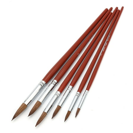 6X Kolinsky Sable Hair Round Watercolor Paints Brush Set Craft Painting Supplies