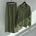 thumbnail image 3 of NMMUED Two Piece Sets for Women Long Sleeve Lounge Sets for Women Linen Sets for Women 2 Piece Matching Sets Women Clothing Lounge Sets for Women, Army Green L, 3 of 5